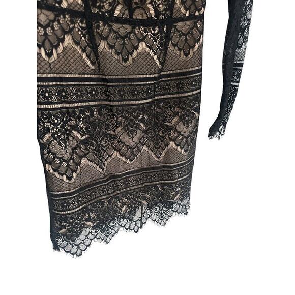 RYSE The Label Samson Nude Black Lace Dress Mesh Long Sleeve Bodycon Formal - Picture 3 of 11